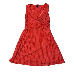 Lands' End Red Sleeveless A-Line Dress Geometric Print Casual‎
